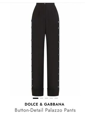 Dolce & Gabbana Black High-Waist Flared Pants with Gold Buttons